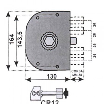 cr 3050 DNK55 serratura pomolo a pompa destra